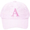 Customizable Seersucker Baseball Hat, Pink - Hats - 1 - thumbnail