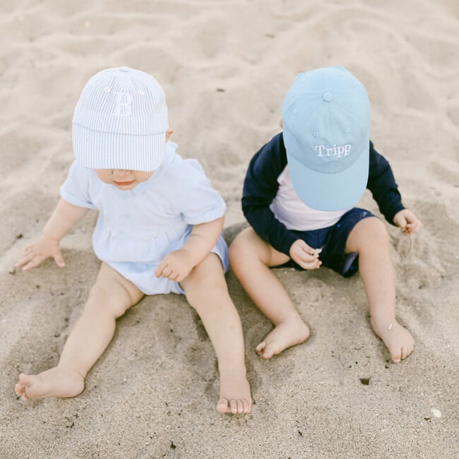 Customizable Seersucker Baseball Hat, Blue - Hats - 5