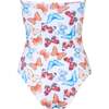 Texas Butterflies Print Strapless One-Piece Swimsuit, White - One Pieces - 3