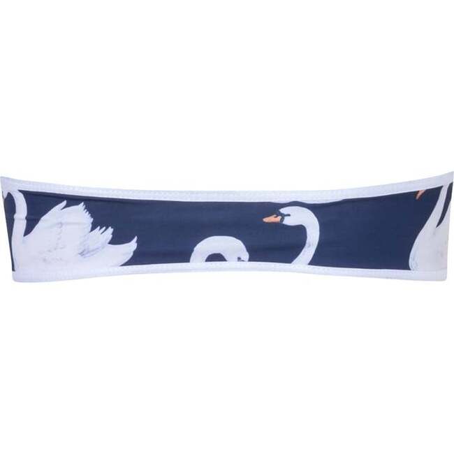 Posh Swans Print Heart Neck Strapless Bikini Top, Navy - Two Pieces - 3