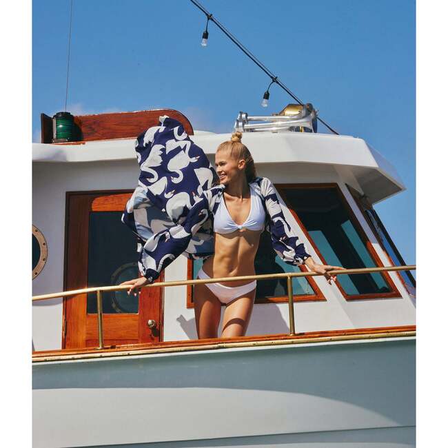 Amazonas Deep Neck Front Knot Bikini Top, White - Two Pieces - 2