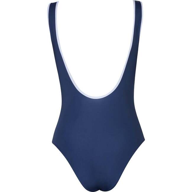 Acacia Swan Print Mid-Front Neck One-Piece Swimsuit, Navy - One Pieces - 3