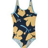 Uimaan Floral Print Swimsuit, Navy - One Pieces - 1 - thumbnail