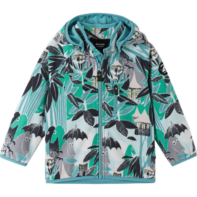 Moomin Vindskydd Windfleece Hooded Jacket, Green Aqua