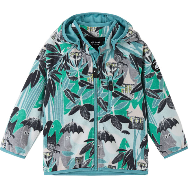 Moomin Vindskydd Windfleece Hooded Jacket, Green Aqua - Jackets - 2