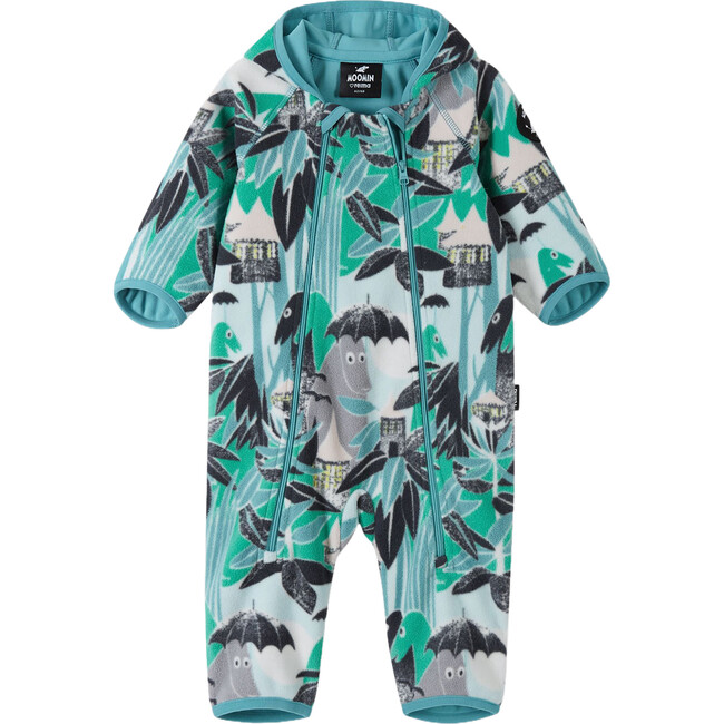 Moomin Vindpust Windfleece Hooded Overall Jumpsuit, Green Aqua - Overalls - 2