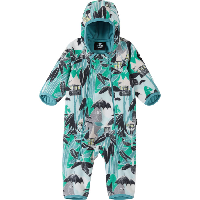 Moomin Vindpust Windfleece Hooded Overall Jumpsuit, Green Aqua - Overalls - 5