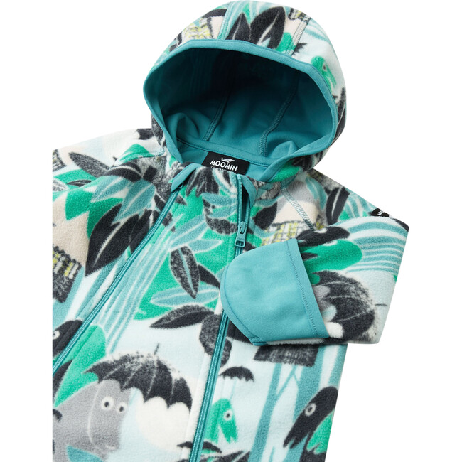 Moomin Vindpust Windfleece Hooded Overall Jumpsuit, Green Aqua - Overalls - 7