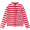 Iisisti Striped Full-Zip Sweater, Reima Red - Sweaters - 1 - thumbnail