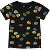 Organic Cotton T-Shirt With Allover Smiley Print Black - T-Shirts - 1 - thumbnail