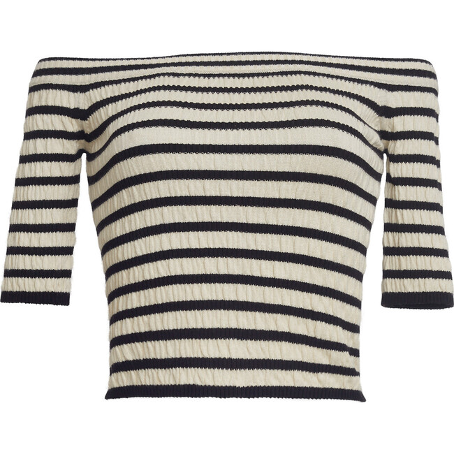 Women's Helene Stripe Sweater, Ivory and Black Stripe