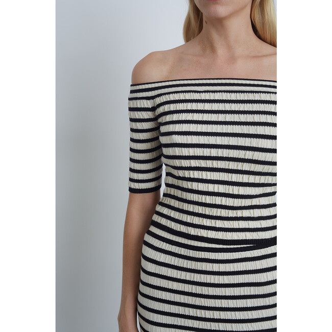 Women's Helene Stripe Sweater, Ivory and Black Stripe - Sweaters - 5