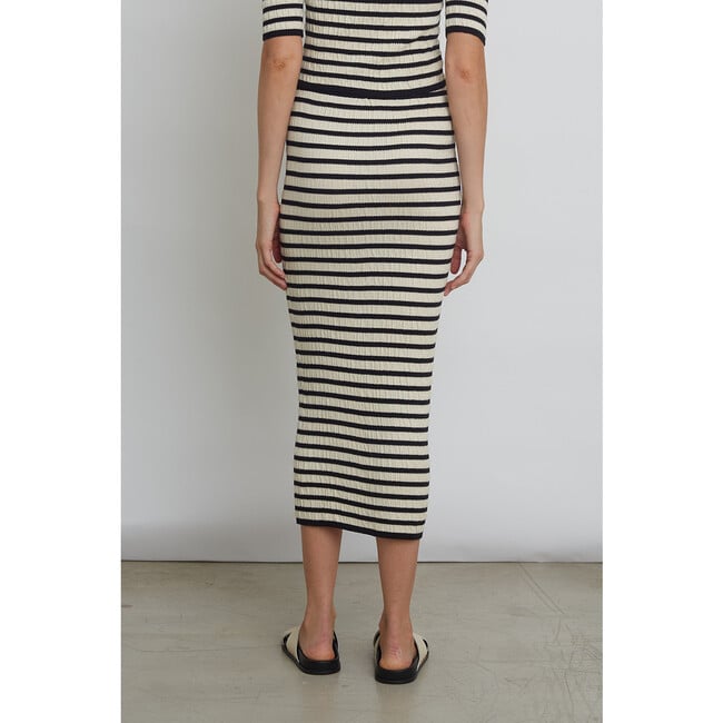 Women's Carrie Stripe Tube Skirt, Ivory and Black Stripe - Skirts - 5