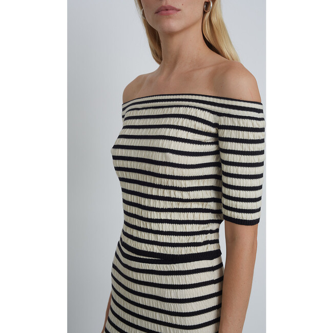 Women's Helene Stripe Sweater, Ivory and Black Stripe - Sweaters - 7