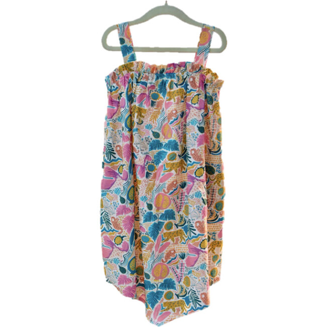 Jungle Bungle Print Cotton Tie-Up Maxi Dress, Multicolors