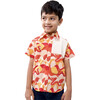 Sunset Dragon Print Cotton Casual Shirt, Red - Button Downs - 6