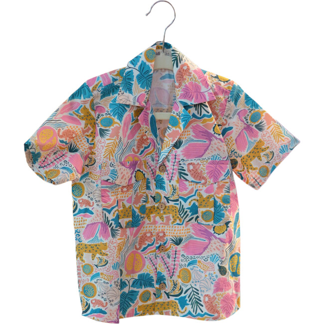 Jungle Bungle Print Cotton Hawaiian Shirt, Multicolors