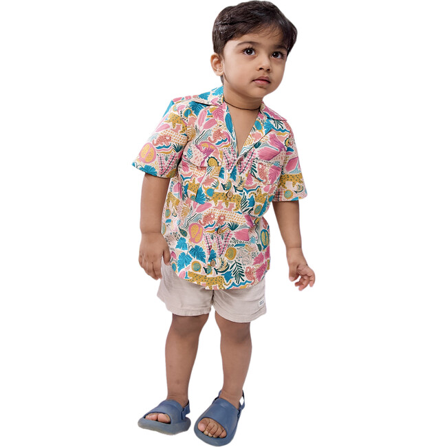 Jungle Bungle Print Cotton Hawaiian Shirt, Multicolors - Button Downs - 4