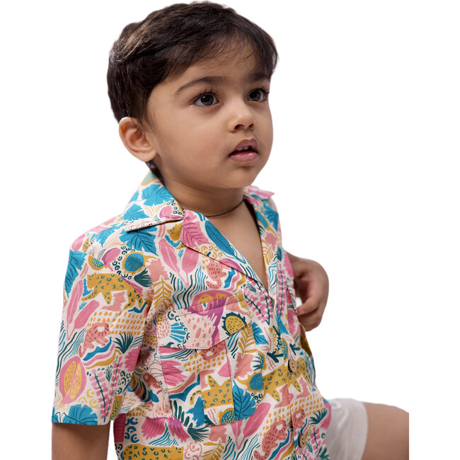 Jungle Bungle Print Cotton Hawaiian Shirt, Multicolors - Button Downs - 6