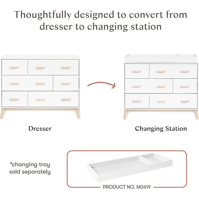 Scoot 6-Drawer Dresser, White & Washed Natural - Dressers - 3