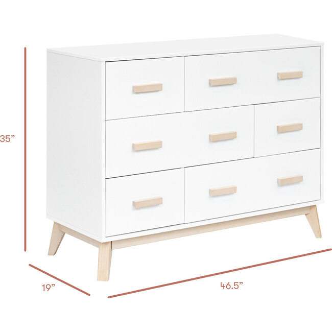 Scoot 6-Drawer Dresser, White & Washed Natural - Dressers - 7