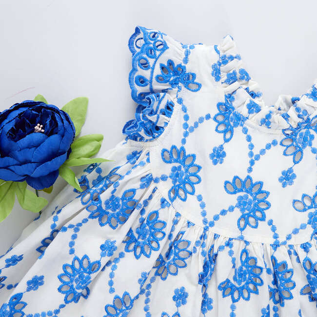 Baby Girls Cynthia Dress Set, Blue Eyelet - Dresses - 3