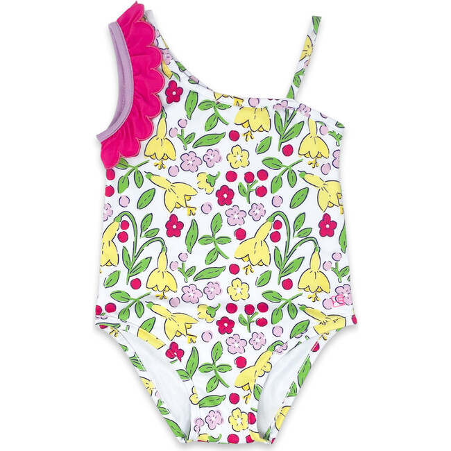 Sunny Festive Floral Print Swimsuit, Green & Pink