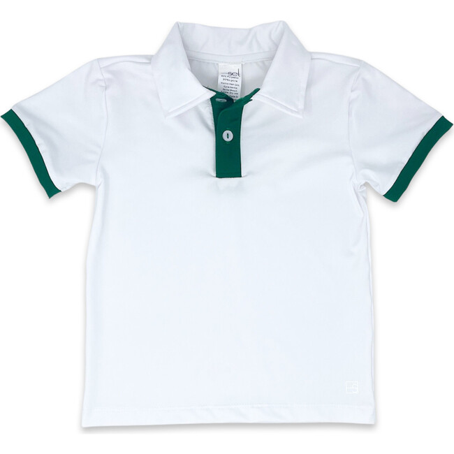 Parker Polo Shirt, Pure Coconut & Augusta Green