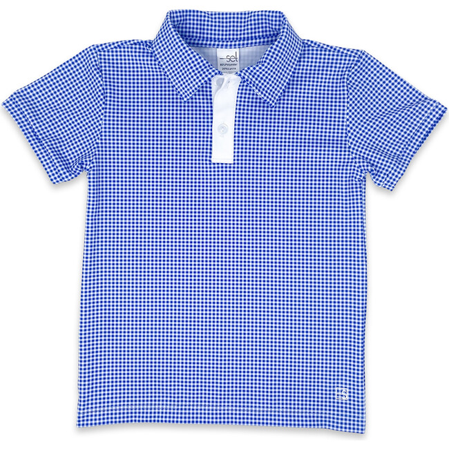 Parker Minigingham Polo Shirt, Resort Royal, Pure Coconut