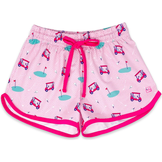 Emily Hole In One Print Drawstring Short, Power Pink