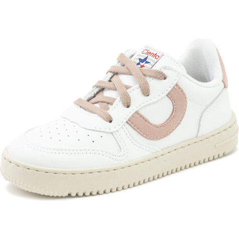 Leather Fashion Sneaker, White/Pink
