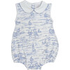 Beach Days Toile Girls Romper, blue and white print - Rompers - 1 - thumbnail