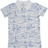 Beach Days Toile Polo, blue and white print - Polo Shirts - 1 - thumbnail