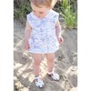 Beach Days Toile Girls Romper, blue and white print - Rompers - 2