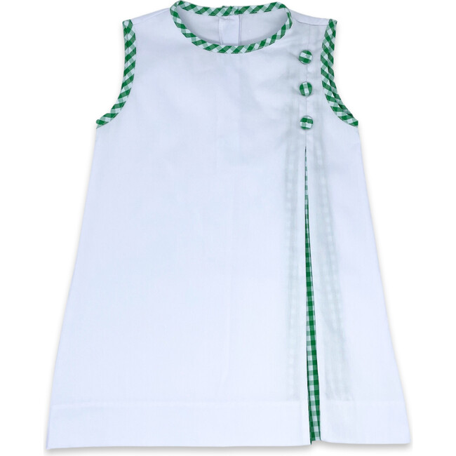 Phoebe Piped Check Dress, White & Augusta Green