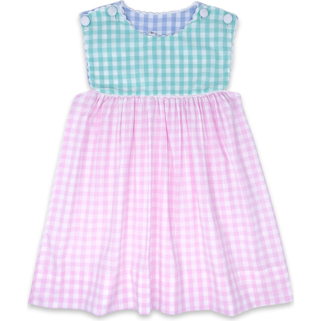 Charming Woven Check Dress, Pink, Mint & Blue