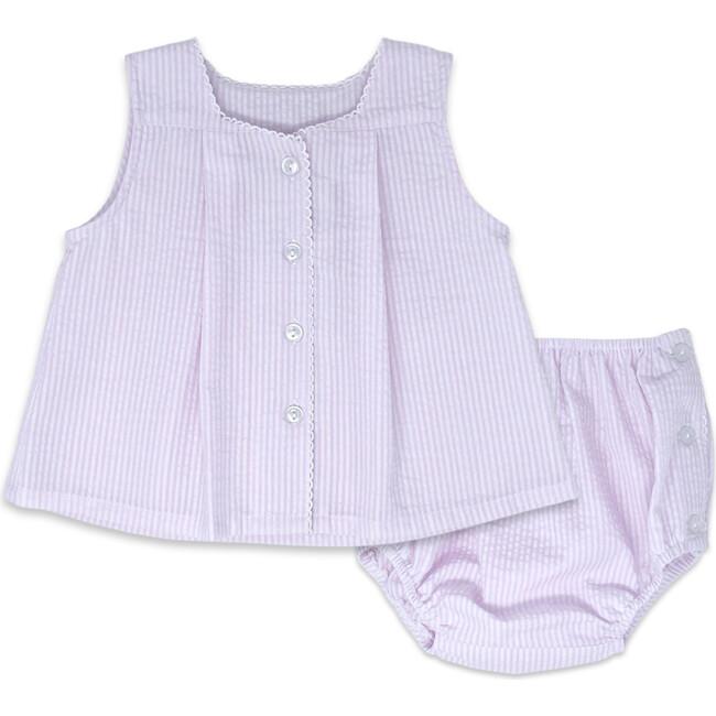 Jill Seersucker Diaper Set, Pink Summer