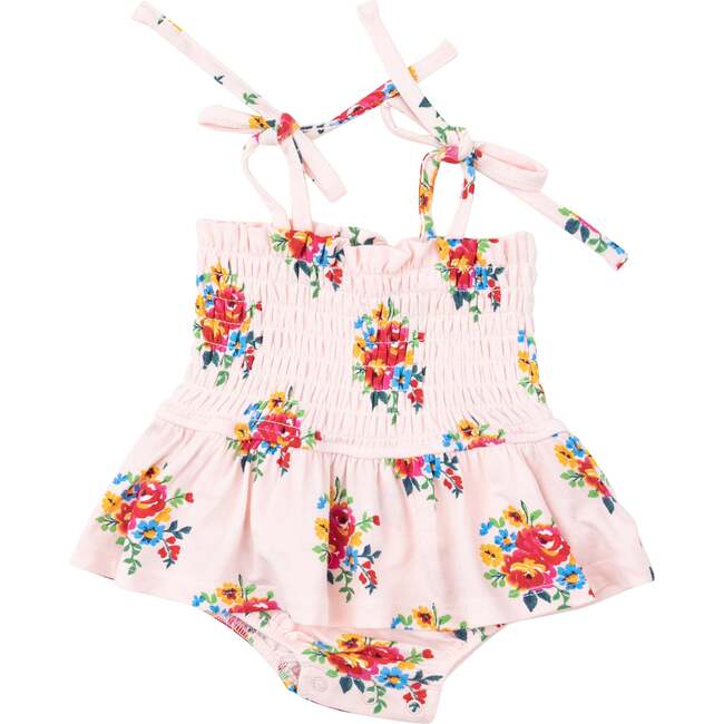 Pretty Bouquets Smocked Bubble W/ Skirt, Pink