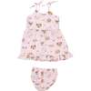 Pretty Puppy Faces Twirly Tank Dress + Diaper Cover, Pink - Dresses - 2