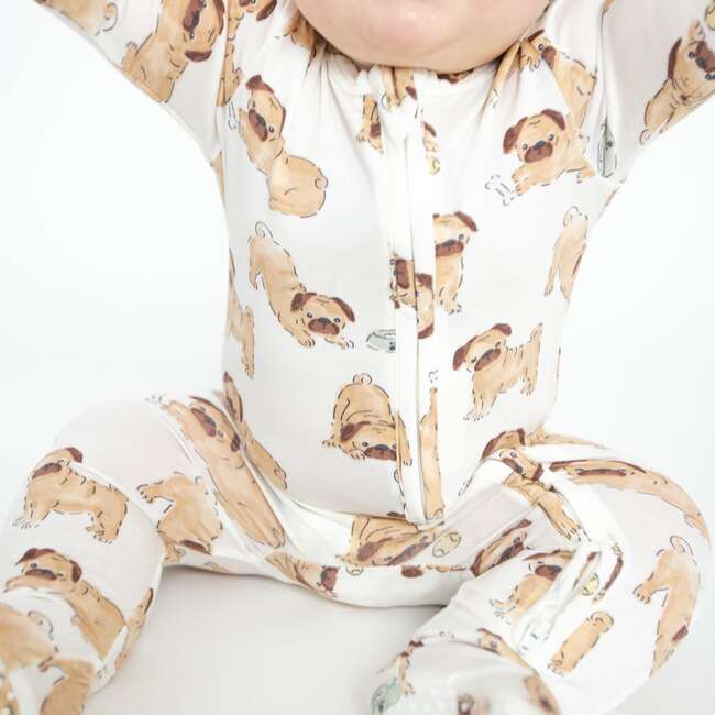 Pugs 2-Way Zipper Footie, White - Footie Pajamas - 3