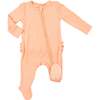 Peach Nectar Solid 2-Way Zipper Ruffle Back Footie, Peach - Footie Pajamas - 1 - thumbnail