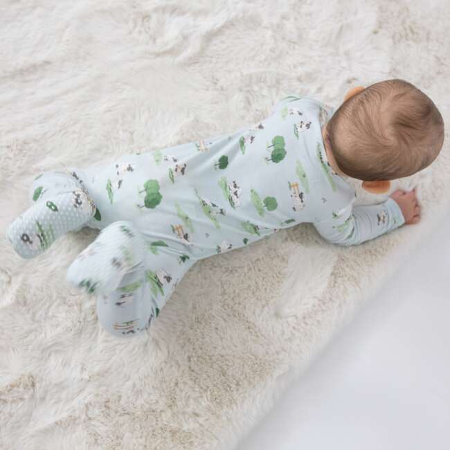 Valais Sheep 2-Way Zipper Footie, Blue - Footie Pajamas - 3