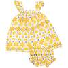 Sunny Lemon Geo Sundress + Diaper Cover, Yellow - Dresses - 1 - thumbnail