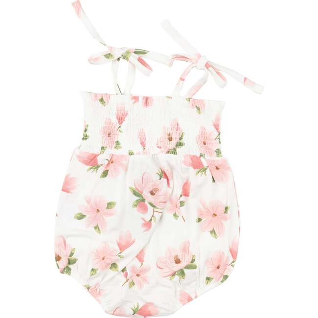 Sweet Magnolias Tie Strap Smocked Bubble, White - Rompers - 2