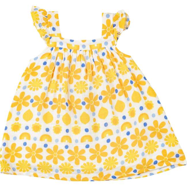 Sunny Lemon Geo Sundress + Diaper Cover, Yellow - Dresses - 3