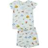 Inky Ocean Short Lounge Wear Set, Blue - Mixed Apparel Set - 1 - thumbnail