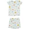 Inky Ocean Short Lounge Wear Set, Blue - Mixed Apparel Set - 2