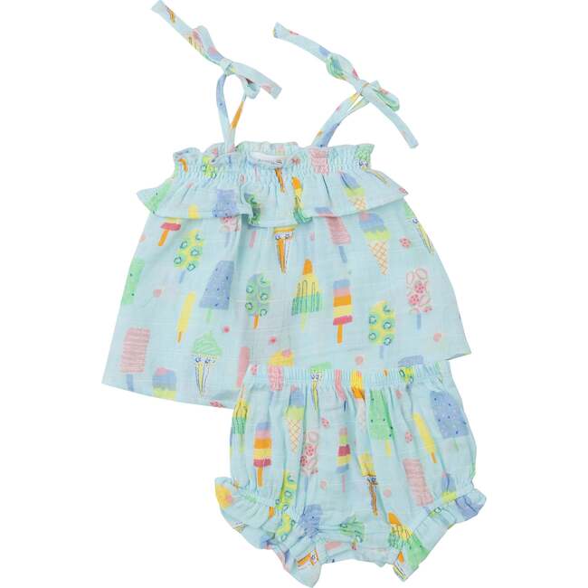 Fruit Dream Popsicles Ruffle Top & Bloomer, Blue