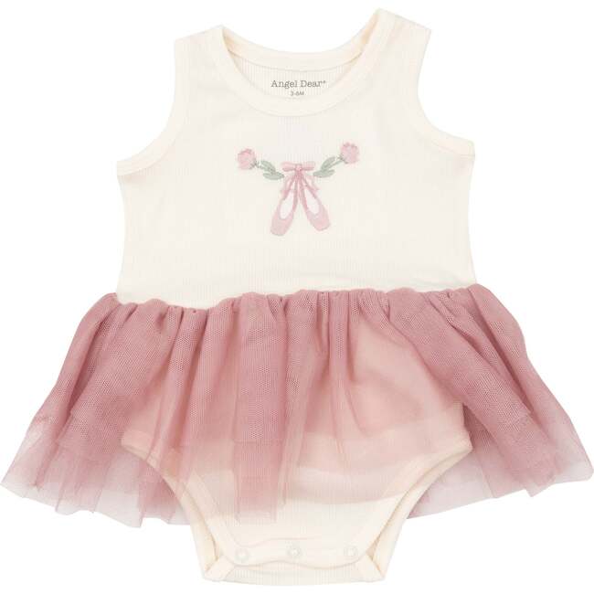 Sugar Swizzle Rib Tank Bodysuit Tutu, Ivory - Onesies - 1