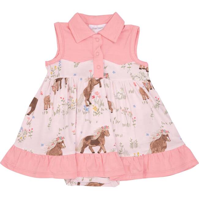 Watercolor Ponies Cowboy Bodysuit Dress, Pink